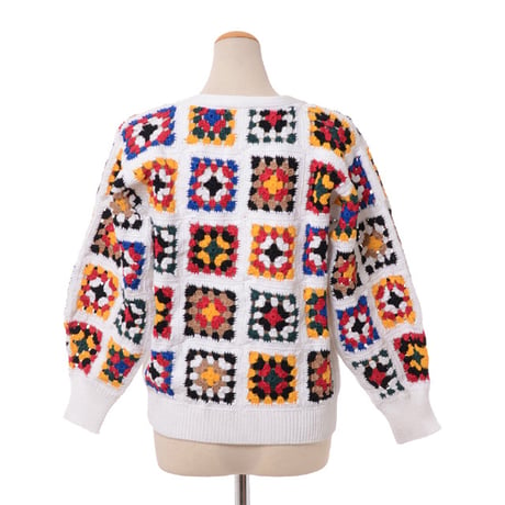 ロゼッタゲッティ ROSETTA GETTY クロシェットニットカーディガン オーガニックコットンニット カラフル