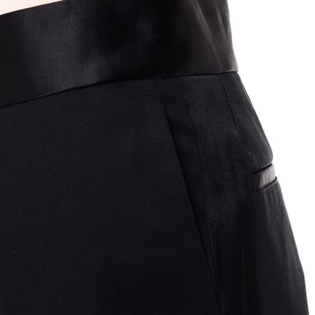 ラフシモンズ RAF SIMONS ワイドパンツ コットン混合 ブラックサテン