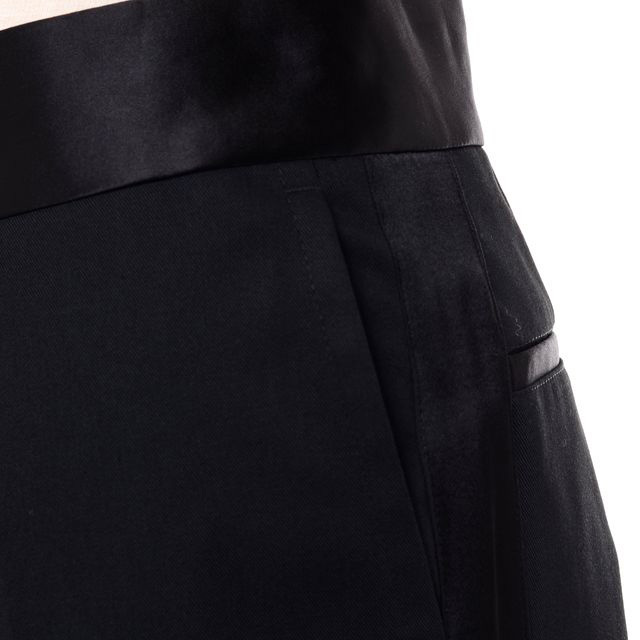 ラフシモンズ RAF SIMONS ワイドパンツ コットン混合 ブラックサテン