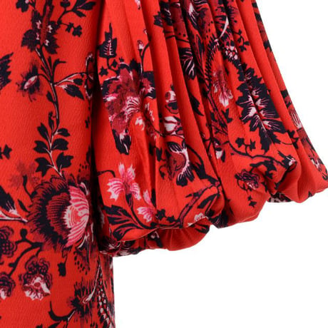 アーデム ERDEM リボンタイブラウス クレープ レッドプリント