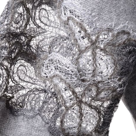 エルマノシェルビーノ ermanno scervino ワイドレース長袖セーター カシミア ライトグレー