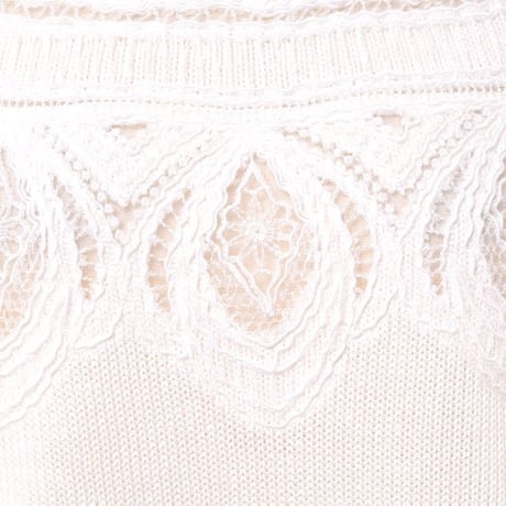 エルマノシェルビーノ ermanno scervino 刺繍ニット コットンセーター ホワイト