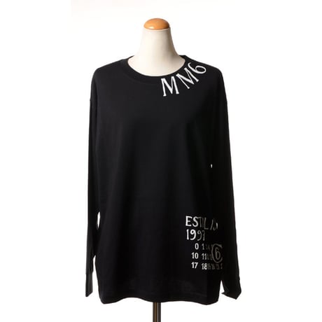 エムエムシックス メゾンマルジェラ MM6 MAISON MARGIELA ナンバリングロングTシャツ コットン ブラック