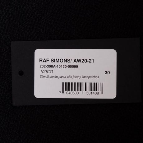 ラフシモンズ RAF SIMONS ニーパッチスリムフィットジーンズ コットン ブラック