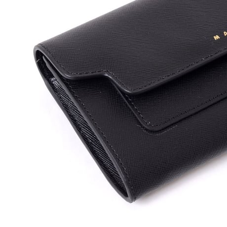 マルニ Marni ボタン付き長財布 サフィアーノレザー ブラック