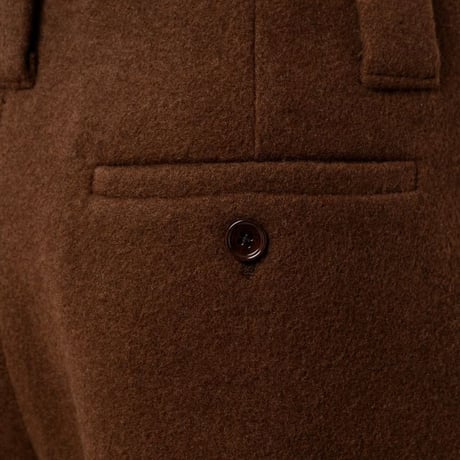 ルメール LEMAIRE ワイドパンツ 厚手のウールカシミア ダークタバコ