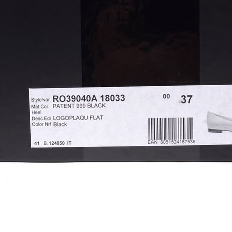 ロシャス ROCHAS ロゴプレート付きフラットシューズ パテントレザー ブラック