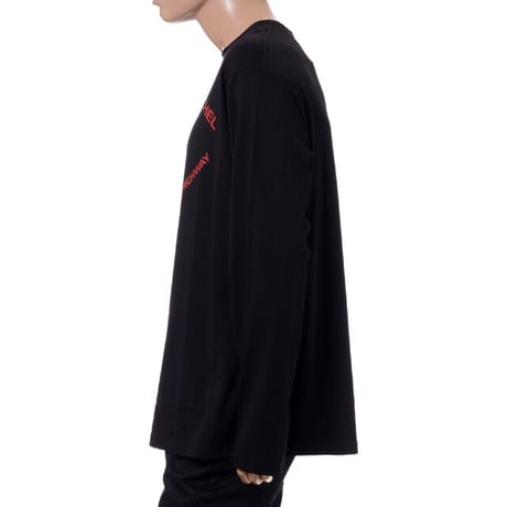 ラフシモンズ RAF SIMONS ハイウェイアイプリントロングTシャツ コットン ブラック