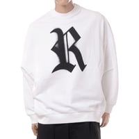 ラフシモンズ RAF SIMONS Oversized crew neck sweater with R print コットン ホワイト