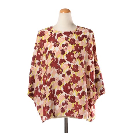 マルニ Marni ラウンドネックフラワープリントブラウス シルククレープ ピンクプリント 正規取扱
