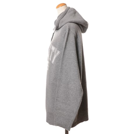 エルマノシェルビーノ ermanno scervino ロゴ入りニットパーカー ハイゲージウール ライトグレー