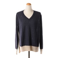 インポートブランド import brand ロレーナアントニアッツィ Lorena Antoniazzi Vネックセーター 麻 ネイビーベージュ 空気を纏うニット