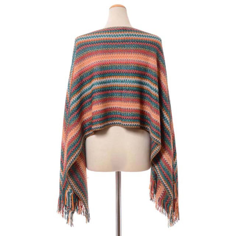 ミッソーニ Missoni ニットポンチョ 羊毛ラメミックス オレンジ ミッソーニ Missoni ニットポンチョ 羊毛ラメミックス オレンジ