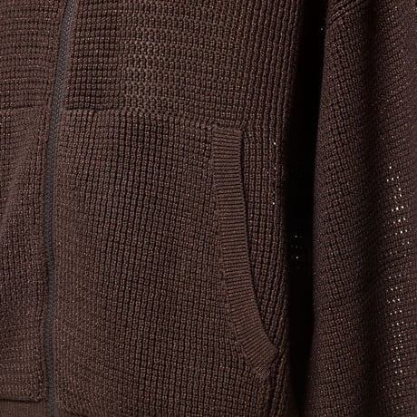 ブルネロクチネリ Brunello Cucinelli スパーリングネットフード付きジップアップセーター コットン ブラウン