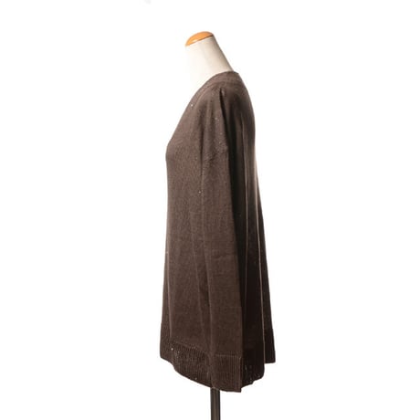 ブルネロクチネリ Brunello Cucinelli Vネックセーター リネンシルク ダークブラウン