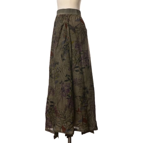 インポートブランド import brand プルマナック PLOUMANAC'H ウエストゴムスリットスカート レーヨン 花柄オリーブ