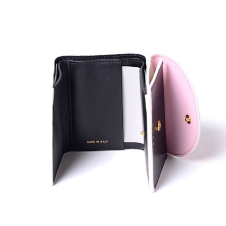 マルニ Marni 3つ折財布 トリフォールド ピンクローズブラックアンティークホワイト