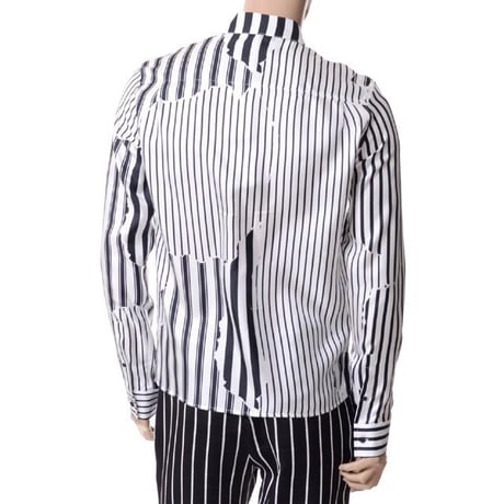 ハイダーアッカーマン Haider Ackermann ストライプシャツ シルク ブラックホワイト