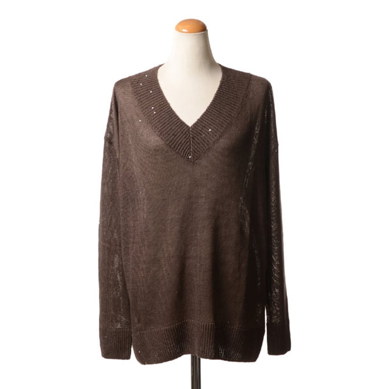 ブルネロクチネリ Brunello Cucinelli Vネックセーター リネンシルク 