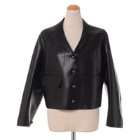 エルマノシェルビーノ ermanno scervino 開襟ジャケット エコレザー ブラック