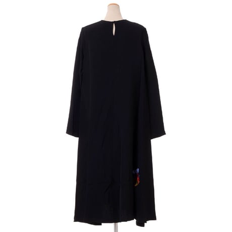 ラフシモンズ RAF SIMONS プリントポケットホール長袖ワンピースドレス ポリエステル ブラック