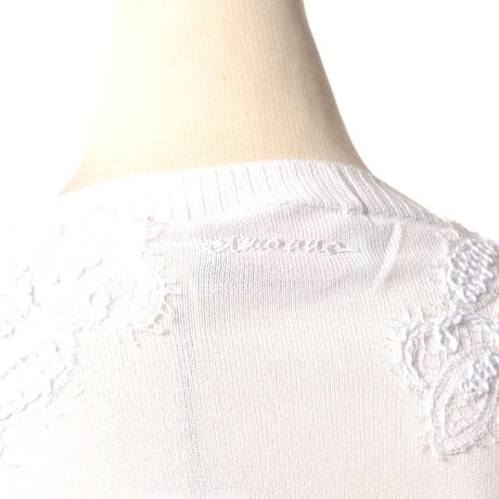 エルマノシェルビーノ ermanno scervino レース半袖ワイドニット レーヨンなど ホワイト