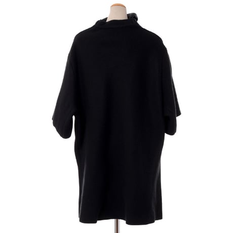 ラフシモンズ RAF SIMONS 半袖ワイドＡライントップス 圧縮ウール ブラック