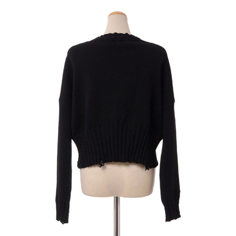 マルニ Marni 穴あき加工長袖セーター コットン ブラック | YOKOAUNTY