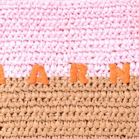 マルニ Marni Seaside ポーチ ペーパーラフィア製 ピンク＆ブラウン 正規取扱