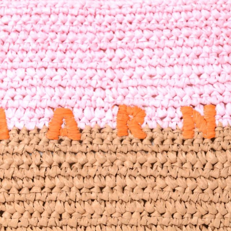 マルニ Marni Seaside ポーチ ペーパーラフィア製 ピンク＆ブラウン