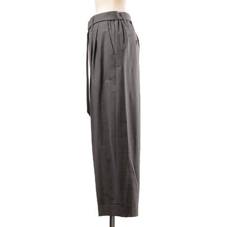 ブルネロクチネリ Brunello Cucinelli ベルト付きタックパンツ トロピカルウール グレー