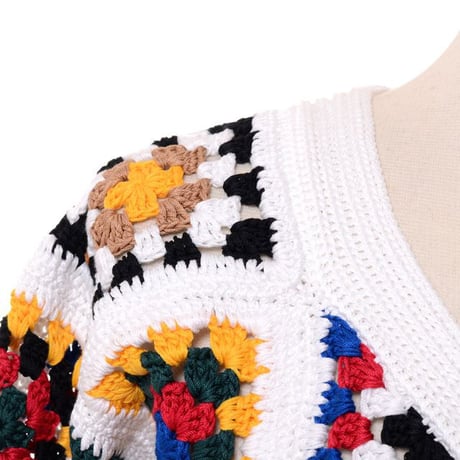 ロゼッタゲッティ ROSETTA GETTY クロシェットニットカーディガン オーガニックコットンニット カラフル