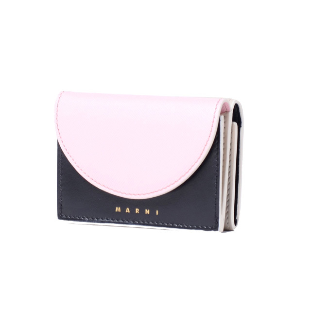 マルニ Marni 3つ折財布 トリフォールド ピンクローズブラック