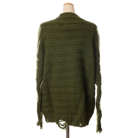 エムエムシックス メゾンマルジェラ MM6 MAISON MARGIELA Vネックワイドカーディガン ウールアクリル グリーン