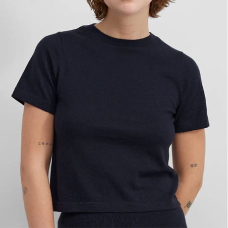 エクストリームカシミヤ extreme cashmere x n°267 tina 半袖カットソー コットンカシミヤ ネイビー 正規取扱