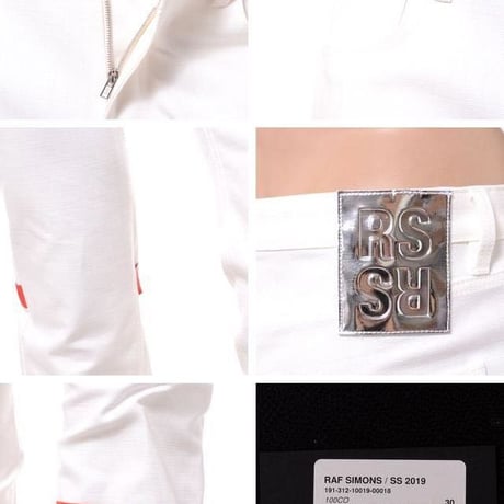 ラフシモンズ RAF SIMONS テープアンドパッチ付きレギュラーフィットジーンズ コットン クリーム