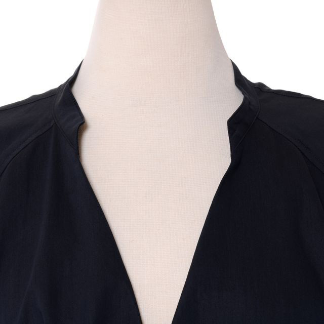 ルメール LEMAIRE Vネックワンピース コットンシルク マリン