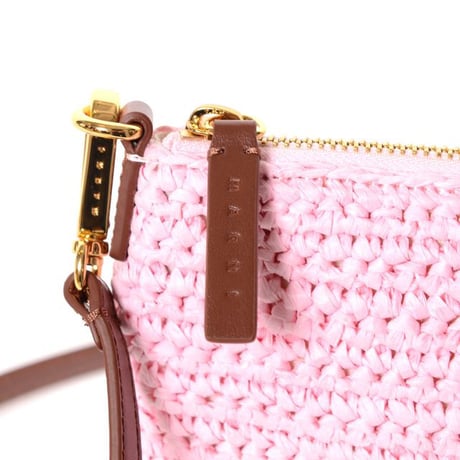 マルニ Marni Seaside ポーチ ペーパーラフィア製 ピンク＆ブラウン 正規取扱