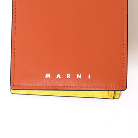マルニ Marni 二つ折り財布 サフィアーノレザーナッパーレザー オレンジブルーイエロー