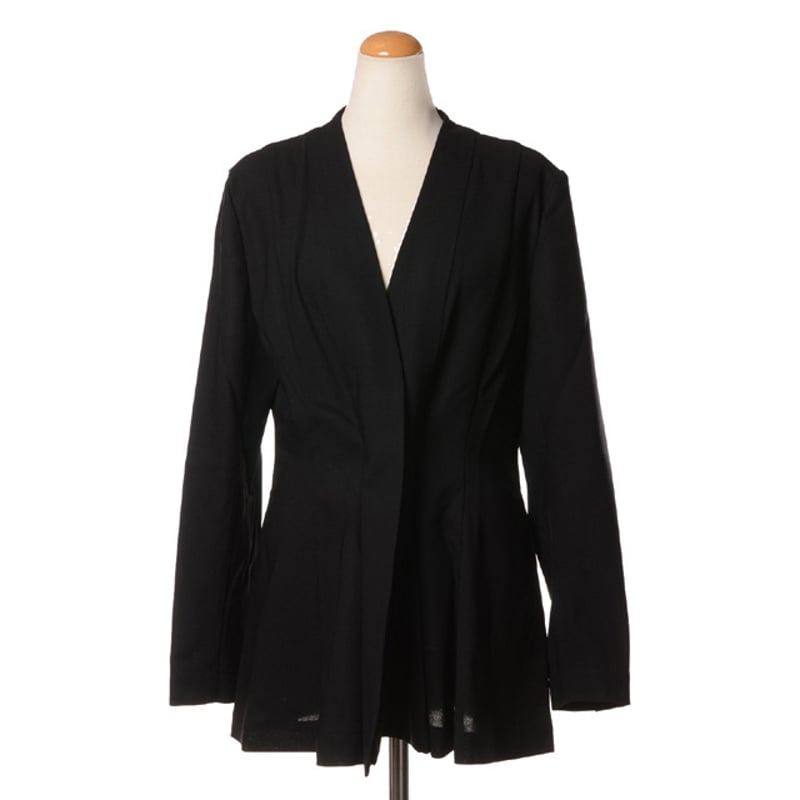 ダウェイ DAWEI ノーカラージャケット ヴァージンウール ブラック