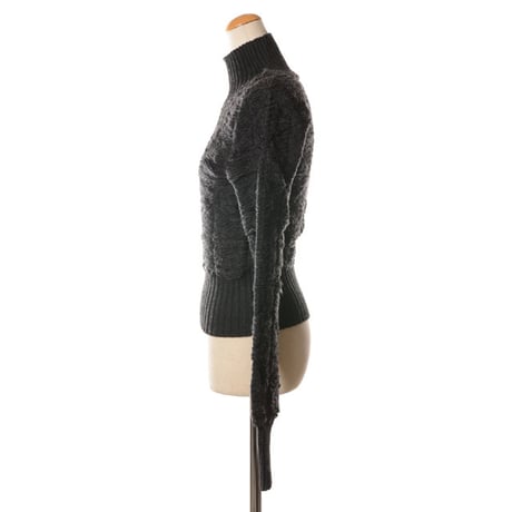 エムエムシックス メゾンマルジェラ MM6 MAISON MARGIELA ハイネック特殊編みセーター ウールアクリル グレー
