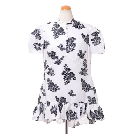 アーデム ERDEM パフスリーブ半袖ブラウス コットンジャガード ホワイト