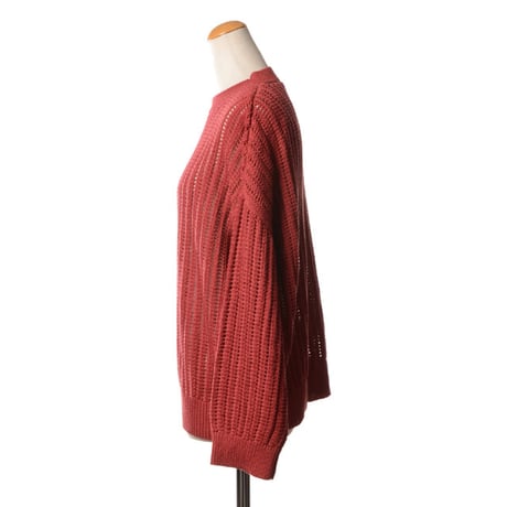 ブルネロクチネリ Brunello Cucinelli 透かし編みセーター コットンヤーン レッド