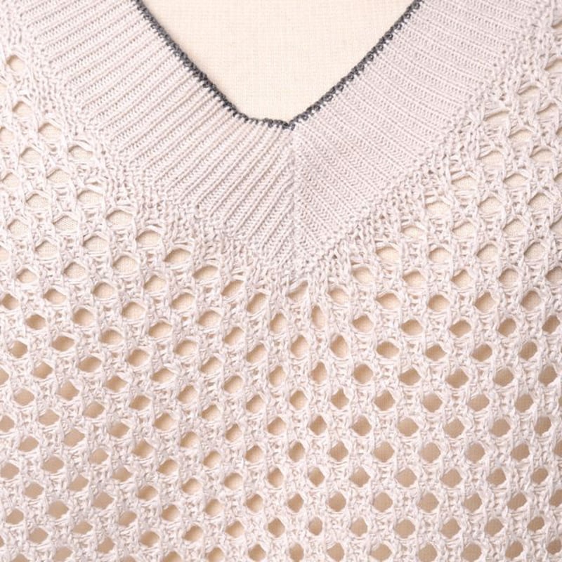 BRUNELLO CUCINELLI 透かし編みVネックセーター ブルネロクチネリ Brunello Cucinelli Vネック透かし編みセーター