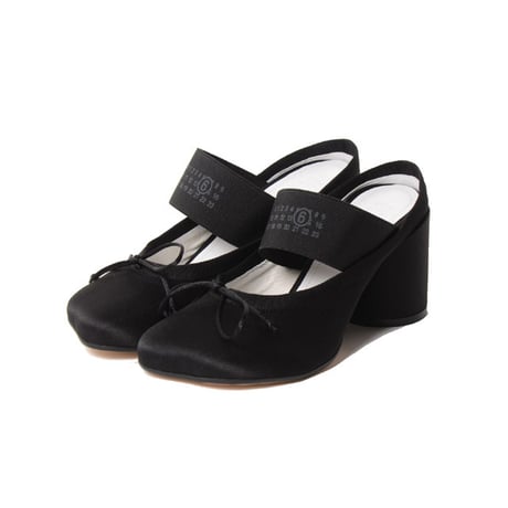 エムエムシックス メゾンマルジェラ MM6 MAISON MARGIELA バレエデコルテサンダル サテン ブラック