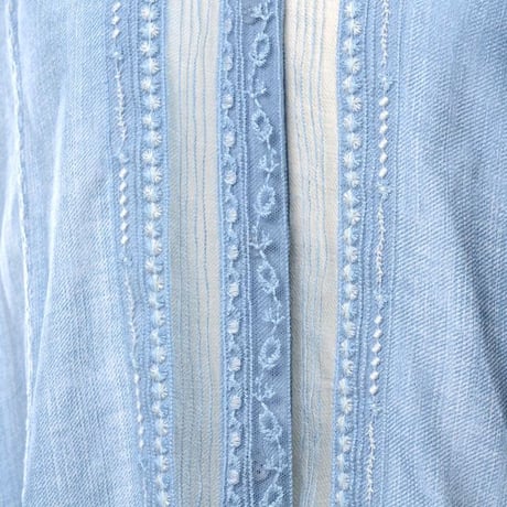 エルマノシェルビーノ ermanno scervino レースブラウス レーヨン ブルー