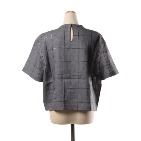 ブルネロクチネリ Brunello Cucinelli 半袖ブラウス リネン グレー