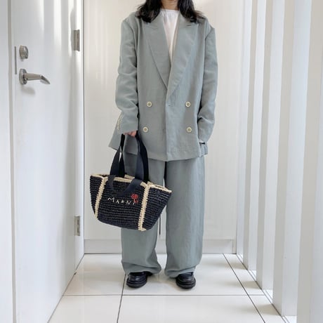 マルニ Marni ダブルハンドルかごバッグ ラフィアエフェクト ブラック