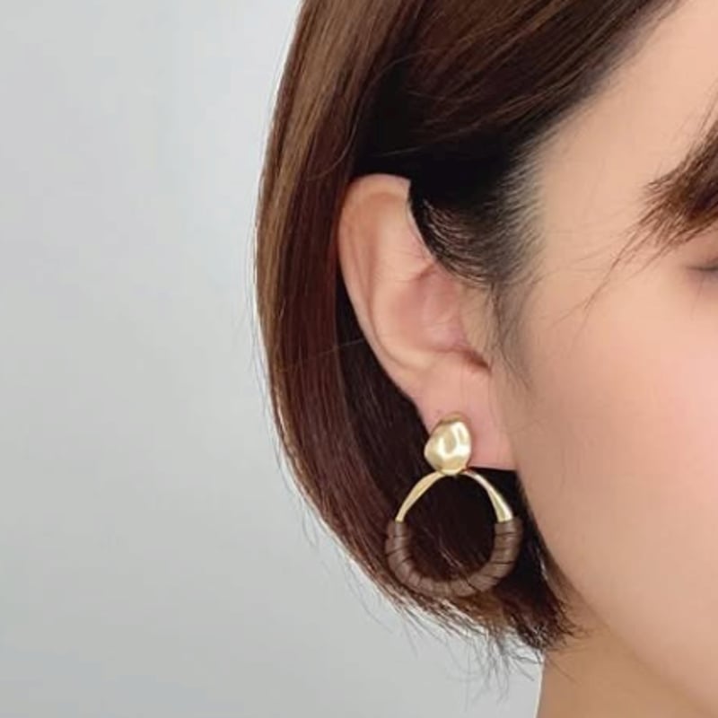 レザーオーバルリングピアス(275812) | KEIZUselecct Online STORE