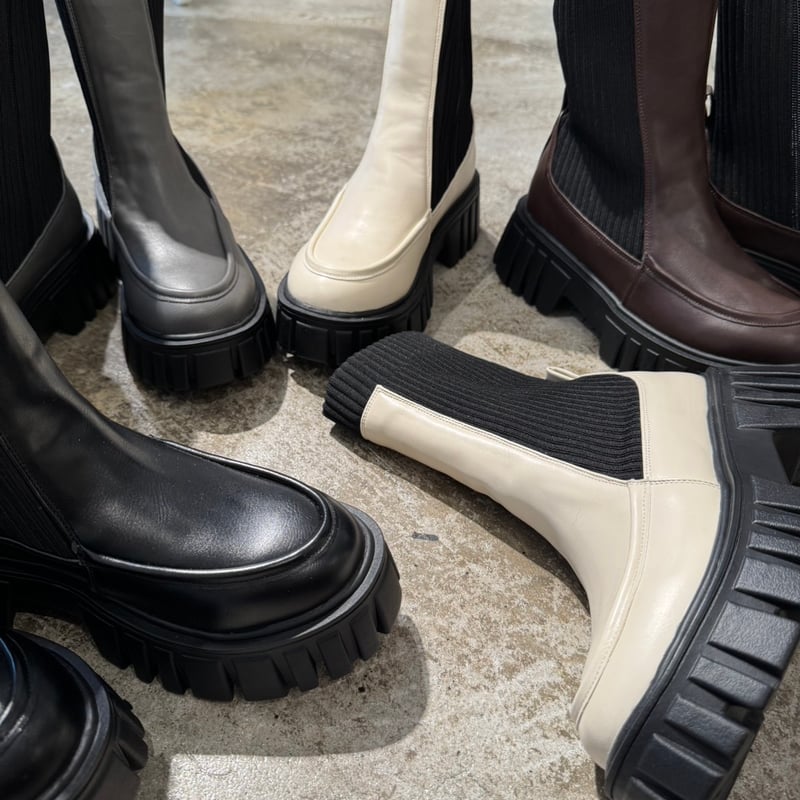 10/16Live☆リブニットコンビショートブーツ(24098) | KEIZUselecct